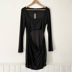 PrettyLittleThing Slinky Cutout Knot Skirt Bodycon Long Sleeve Dress Size 10